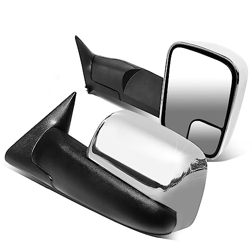 LNMTLZHHM For 1994-2002 Dodge Truck Pair Chrome Cover Manual Flip Up Tow Towing Mirror