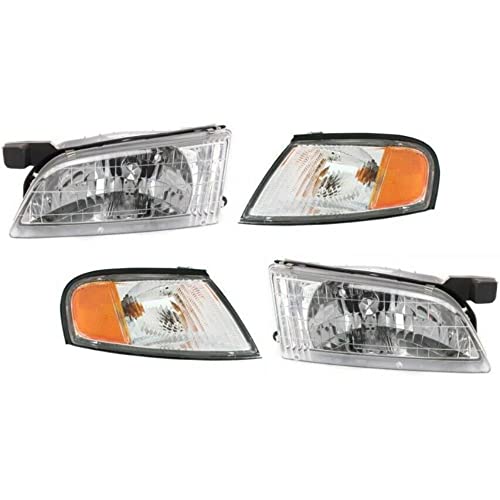 LNMTLZHHM Headlights Headlamps and Corner Lights Kit LH and RH Pair Set For 1998-1999 Nissan Altima