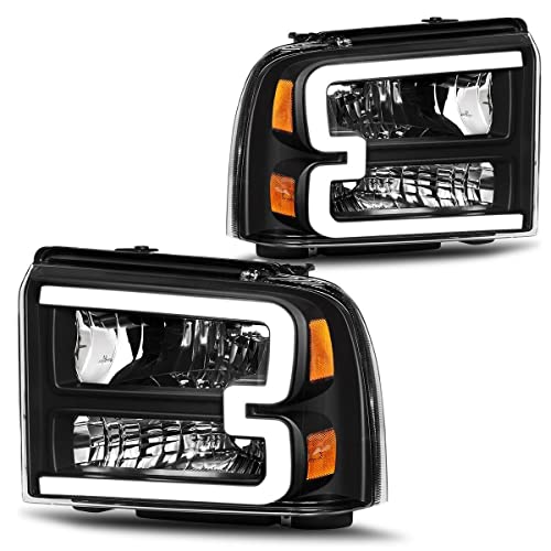 LNMTLZHHM Black For Ford Superduty LED Tube DRL Headlights