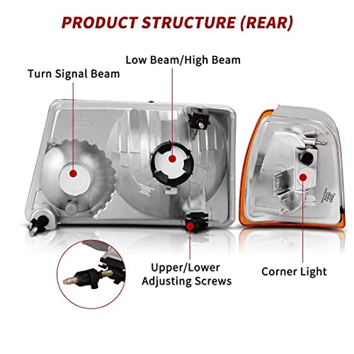 LNMTLZHHM For Ford 2001-2011 Ranger Headlights Chrome Headlamp Assembly Pair