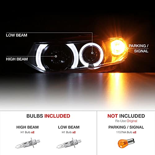 LNMTLZHHM For 2006-2011 Honda Civic Coupe 2D Coupe FG Black LED Halo Angel Eye Projector Headlight