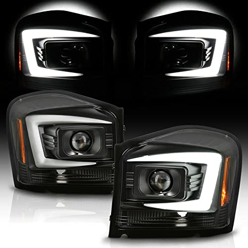 LNMTLZHHM For 2004-2006 Dodge Durango BLACK LED Neon Tube C-Shape DRL Projector Headlight Lamp