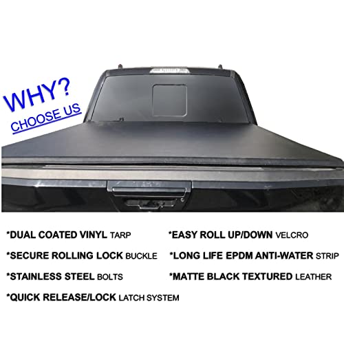LNMTLZHHM 6.5ft Soft Roll-Up Truck Bed Tonneau Cover For 2007-2021 Toyota Tundra Pickup