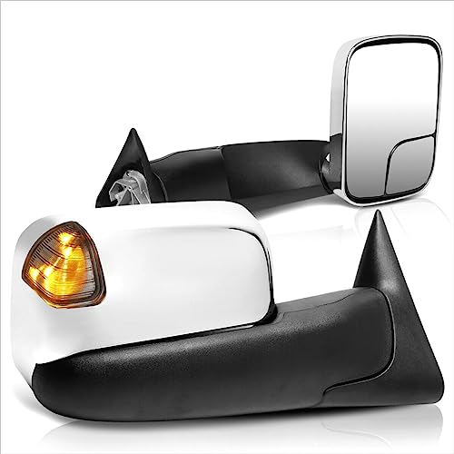 LNMTLZHHM For Dodge Power Chrome Side Towing Mirror w/Smoked LED Lamp