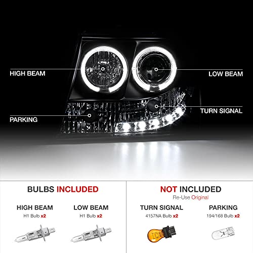 LNMTLZHHM For 2007-2014 Chevrolet Smoke Black Angel Eye Headlights LED