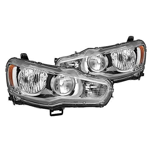 LNMTLZHHM "FACTORY STYLE" For 2008-2017 Mitsubishi Lancer Chrome Clear Housing Headlight Lamp