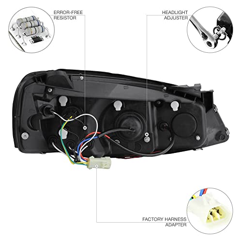 LNMTLZHHM For 2005-2010 Pontiac G6 GT Base Black "HALO+LED" Projector Headlights Headlamps Set