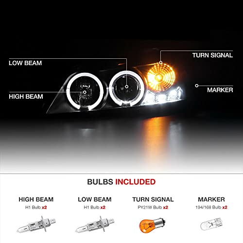 LNMTLZHHM For 2005-2010 Pontiac G6 GT Base Black "HALO+LED" Projector Headlights Headlamps Set