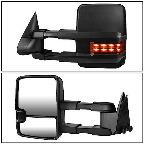 LNMTLZHHM For 1991-2002 Chevy GMC Pair Powered+Amber LED Turn Signal Side Towing Mirror