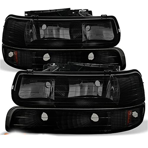 LNMTLZHHM For 1999-2006 Silverado Suburban Tahoe Black Smoked Headlights+Bumper