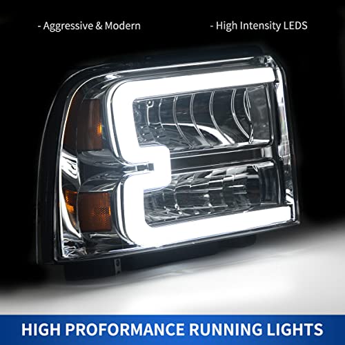 LNMTLZHHM Black For Ford Superduty LED Tube DRL Headlights