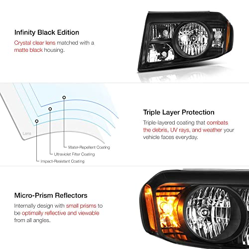 LNMTLZHHM For Honda 2009-2011 Pilot Black Factory Replacement Headlights Headlamps Left Right