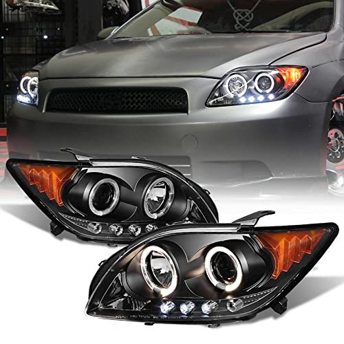 LNMTLZHHM For Scion 2005-2007 tC Coupe "TRD Style" Black Halo LED Projector Headlight Lamp Assembly