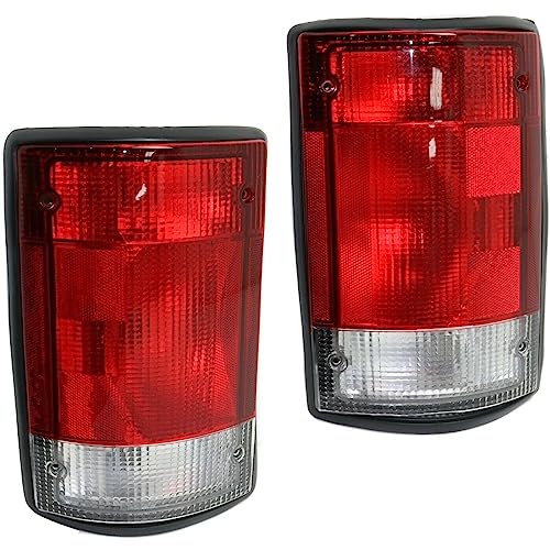 LNMTLZHHM Halogen Tail Light Set For  Ford  1995-2014 E150 E250 E350 Van Clear & Red Lens 2Pcs