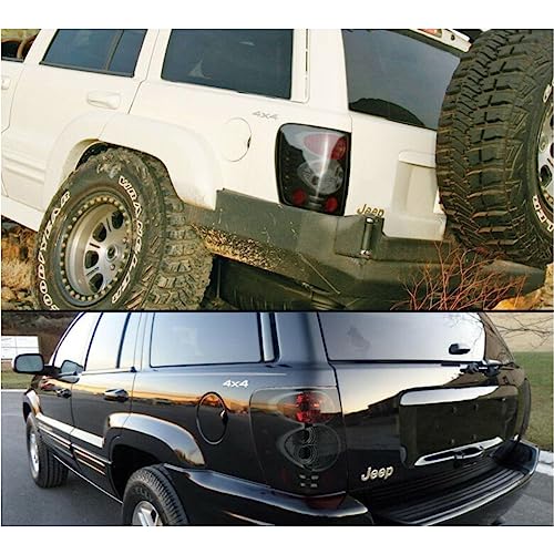 LNMTLZHHM For 1999-2004  Jeep Grand Cherokee Black Smoked Tail Brake Lights Replacement