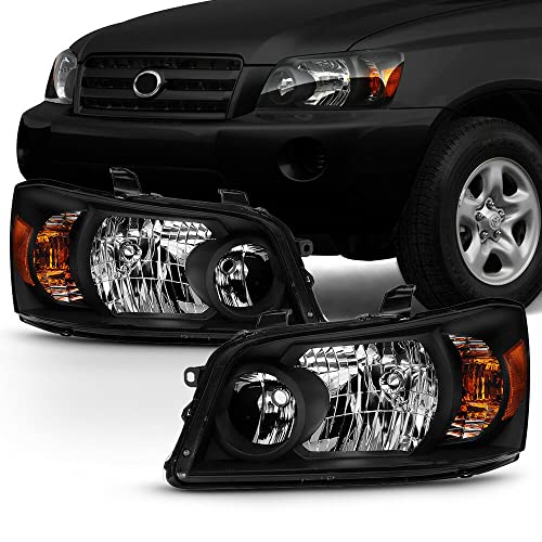 LNMTLZHHM [OE-Style] Black Headlights Replacement Housing For Toyota 2001-2007 Highlander