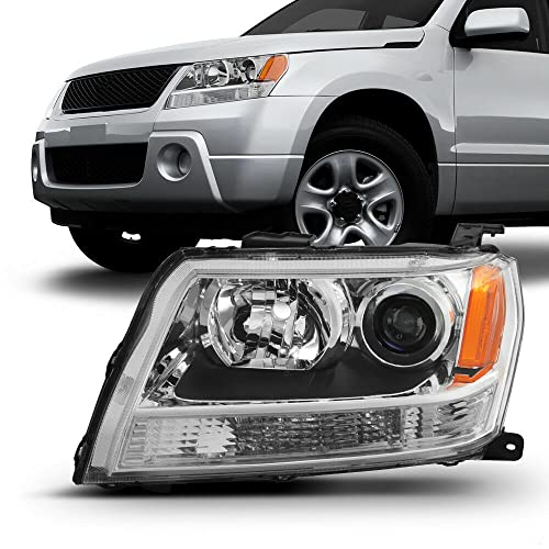 LNMTLZHHM "Left Driver Side" For 2006-2013 Suzuki Grand Vitara Headlight Projector Lamp Chrome