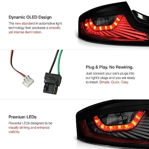 LNMTLZHHM "DARKEST Smoke" LED STRIP Tail Lights Assembly For 2003-2005 Infiniti G35 Base Coupe