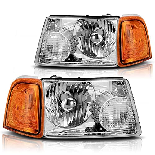 LNMTLZHHM For Ford 2001-2011 Ranger Headlights Chrome Headlamp Assembly Pair