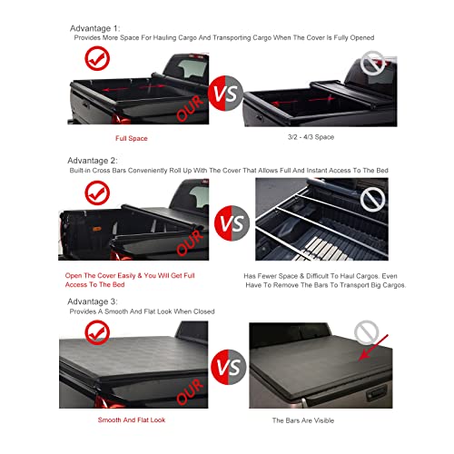 LNMTLZHHM 6'4"/76" For 2019-2023 Ram 1500 Standard Bed Lock & Roll Up Soft Tonneau Cover