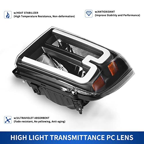 LNMTLZHHM Black For Ford Superduty LED Tube DRL Headlights