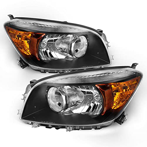 LNMTLZHHM [Black] For 2006-2008  Toyota RAV4 Sport Utility LH + RH Side Headlights Front Lamps Pair