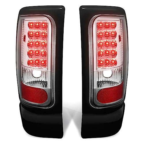 LNMTLZHHM For Dodge Pickup Full LED Tail Light Brake/Reverse Lamp Chrome Pair