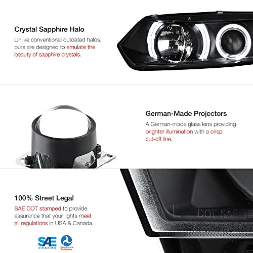 LNMTLZHHM For 2006-2011 Honda Civic Coupe 2D Coupe FG Black LED Halo Angel Eye Projector Headlight