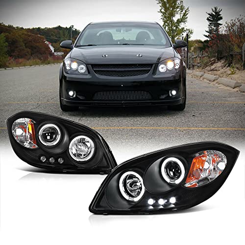 LNMTLZHHM For 05-10 Cobalt 07-10 G5 Black Dual HALO ANGEL EYES LED DRL Projector Headlight