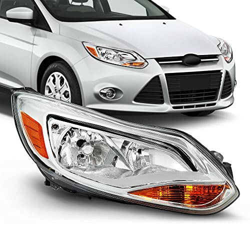 LNMTLZHHM |Right Passenger RH Side| For Ford 2012-2014 Focus Chrome Headlight Replacement Lamp