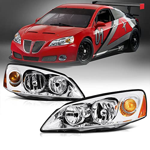 LNMTLZHHM For Pontiac 2005-2010 G6 GTP GXP Crystal Clear Chrome Headlight Assembly LEFT+RIGHT