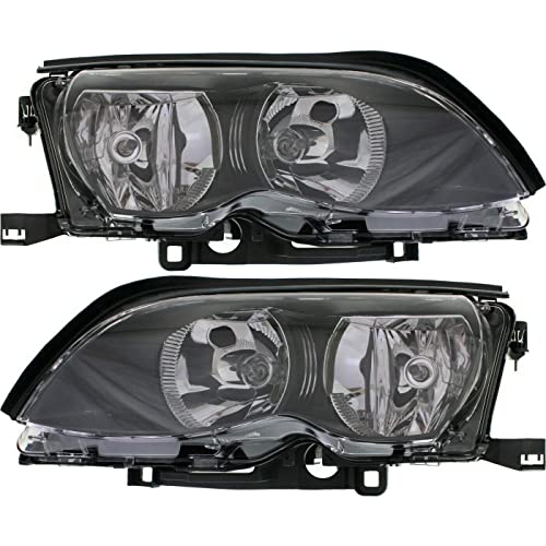 LNMTLZHHM Headlight Set For 2002-2005 B_MW 320 325 330 Left and Right Black Housing 2Pc