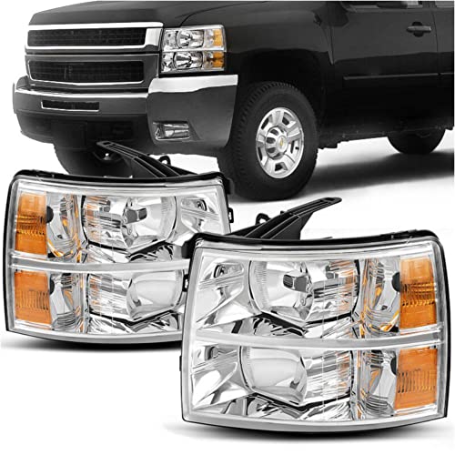 LNMTLZHHM For 2007-2014 Chevy Silverado 1500 2500HD 3500HD Clear Headlights Left+Right Set