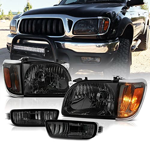 LNMTLZHHM [SMOKED 6PC KIT] For 2001-2004 Toyota Tacoma Corner Signal Bumper Head Lights