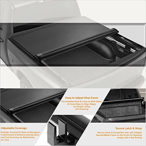 LNMTLZHHM Vinyl Soft Top Roll-up Tonneau Cover For Chevrolet GMC 6.5ft Short Bed