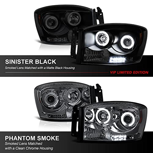 LNMTLZHHM [SINISTER BLACK] For 2006-2009 Dodge CCFL Halo LED Headlights SET