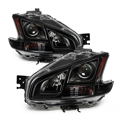 LNMTLZHHM For Nissan 2009-2014 Maxima Black Crystal Clear Projector Headlight Lamp Left+Right