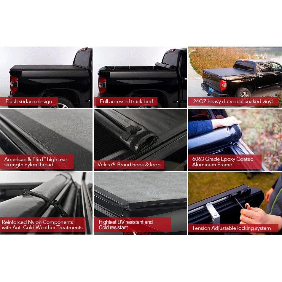 LNMTLZHHM 6'4"/76" For 2019-2023 Ram 1500 Standard Bed Lock & Roll Up Soft Tonneau Cover